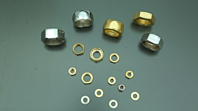 Brass lock nut and washer